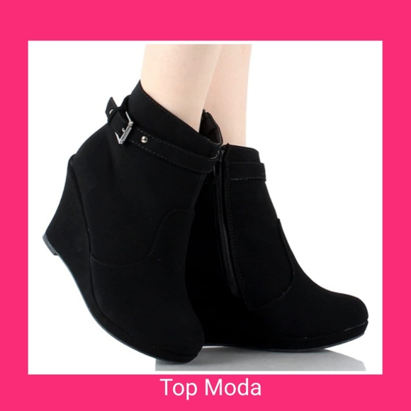 Top Moda Stud Bucked Strap Nubuck Booties - Picture 3 of 15